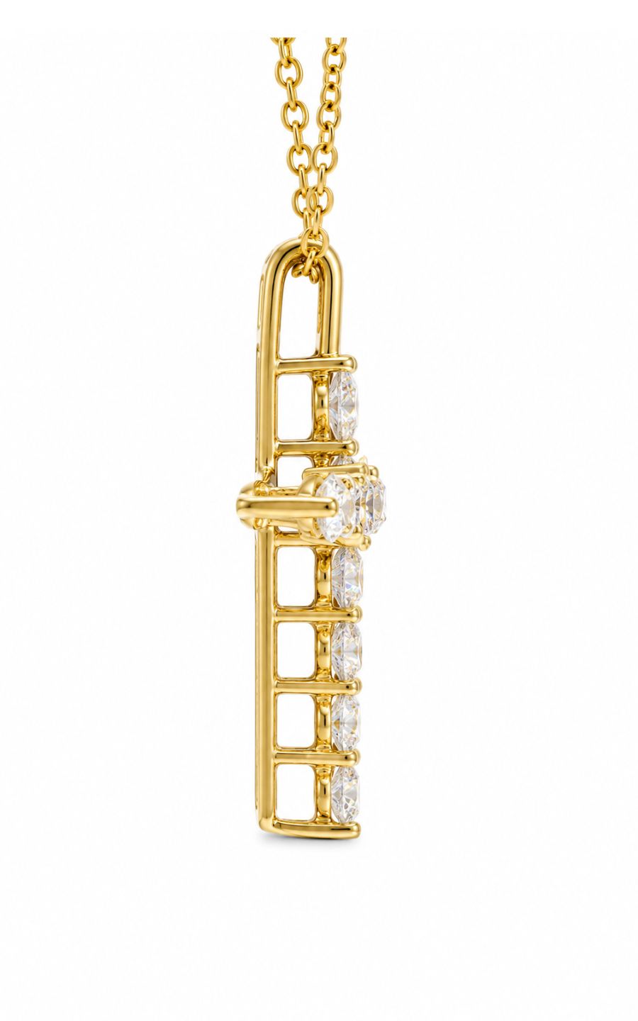 18K Yellow Gold Diamond Cross Pendant Necklace