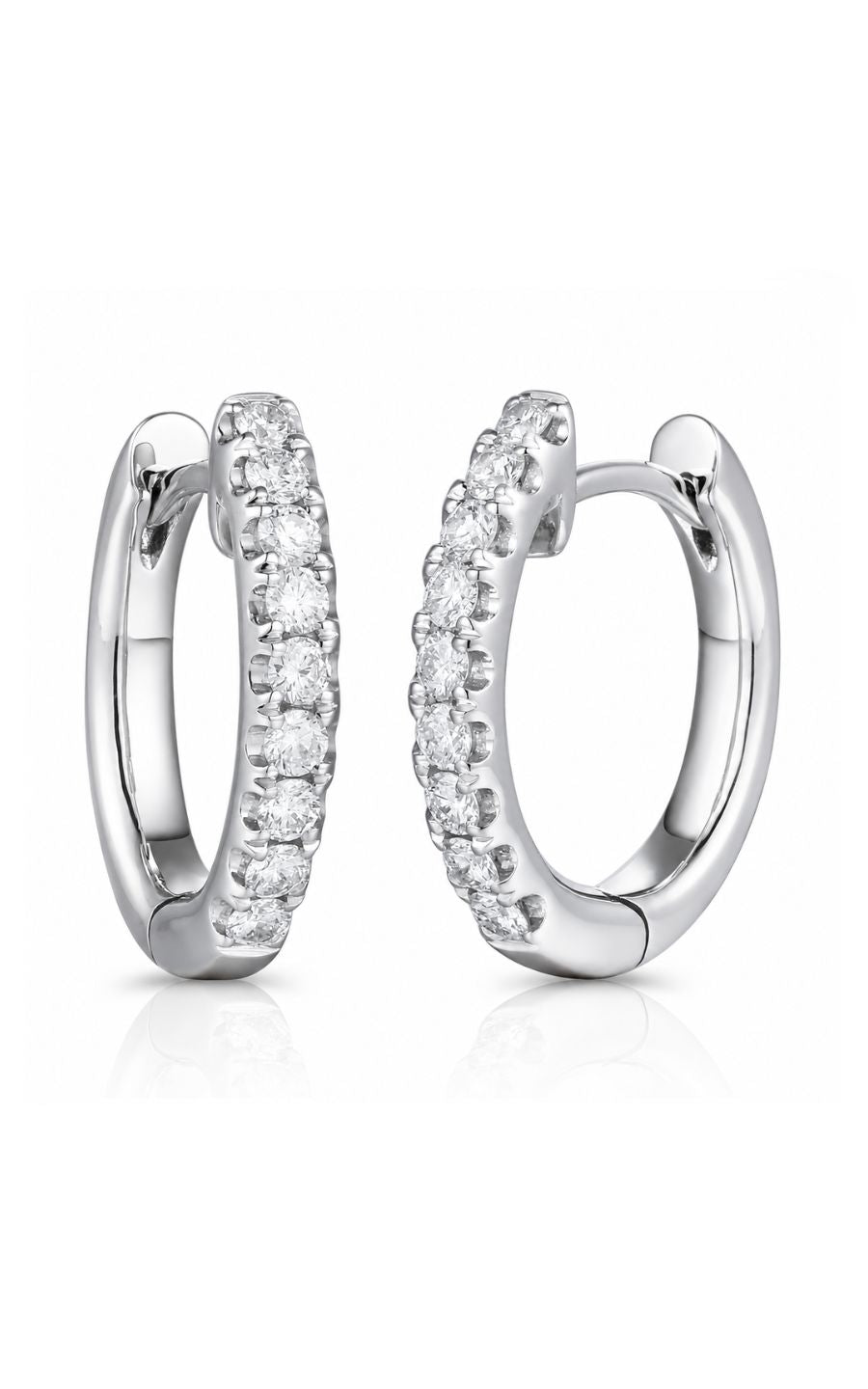 18K White Gold Diamond Hoop Earrings