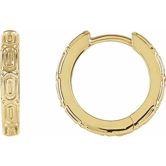 14K Yellow Hinged 13.5 mm Hoop Earrings