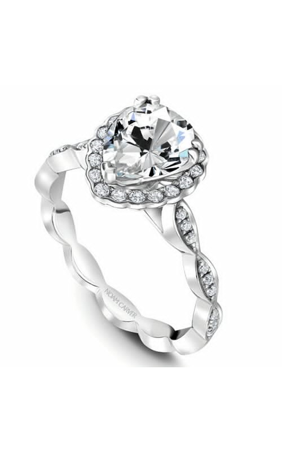 14K White Gold Floral Halo Pear Engagement Ring