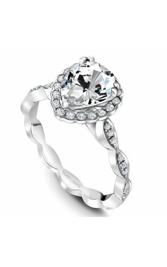 14K White Gold Floral Halo Pear Engagement Ring