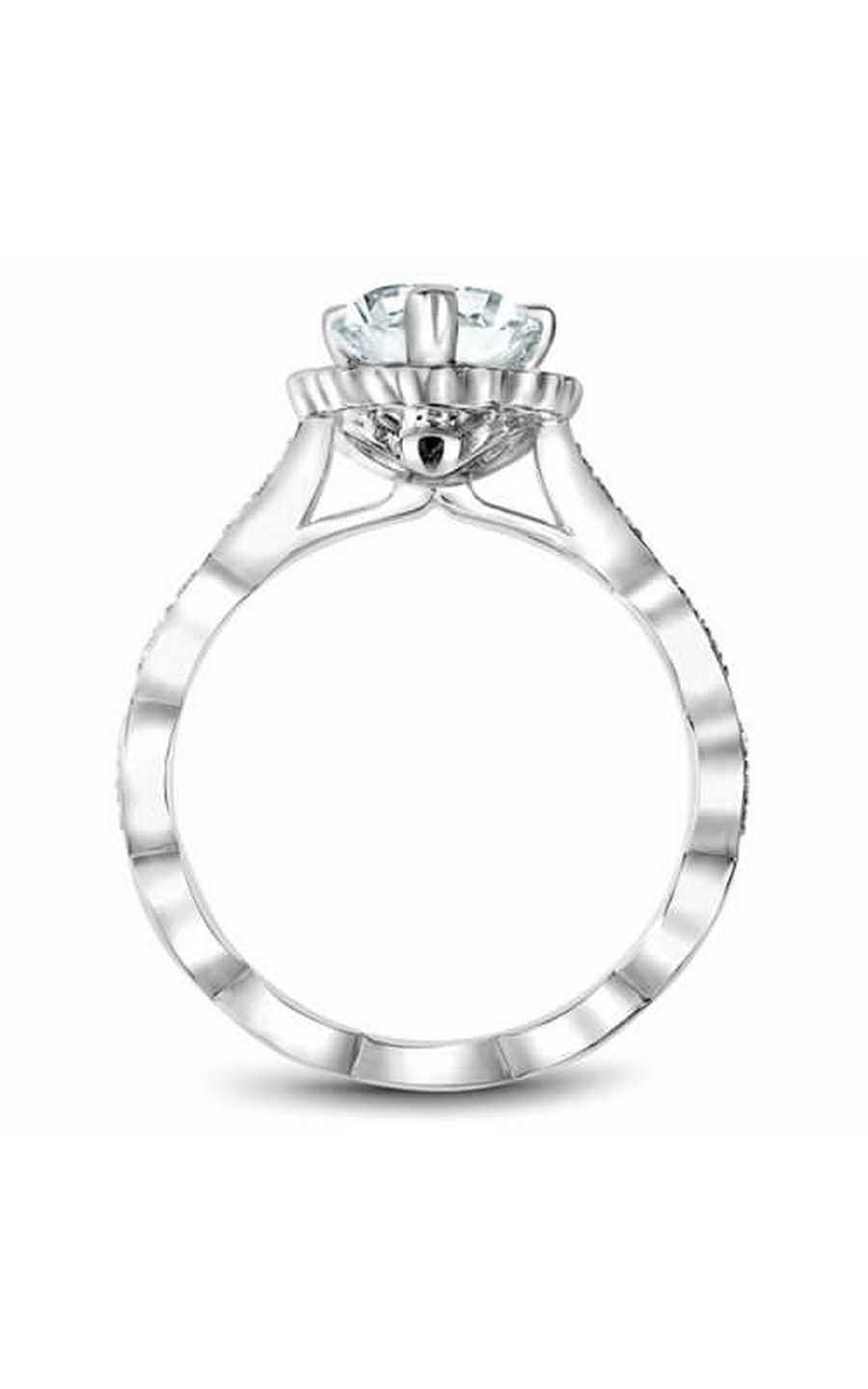 14K White Gold Floral Halo Pear Engagement Ring