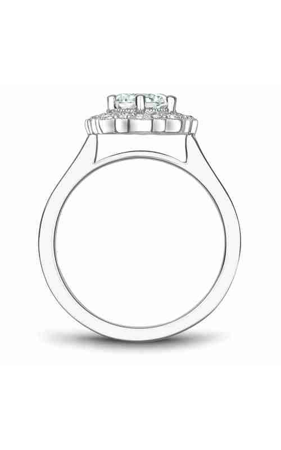 14K White Gold Floral Halo Round Engagement Ring