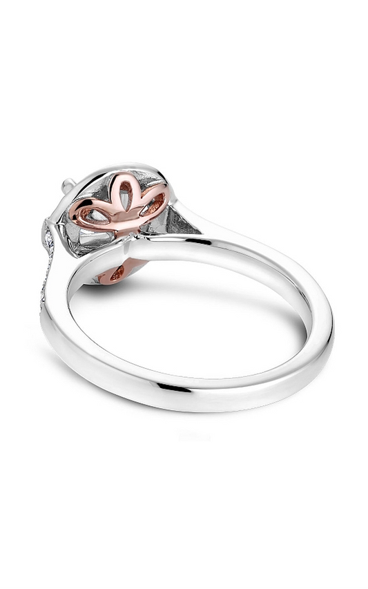 18K White Gold Floral Halo Round Engagement Ring