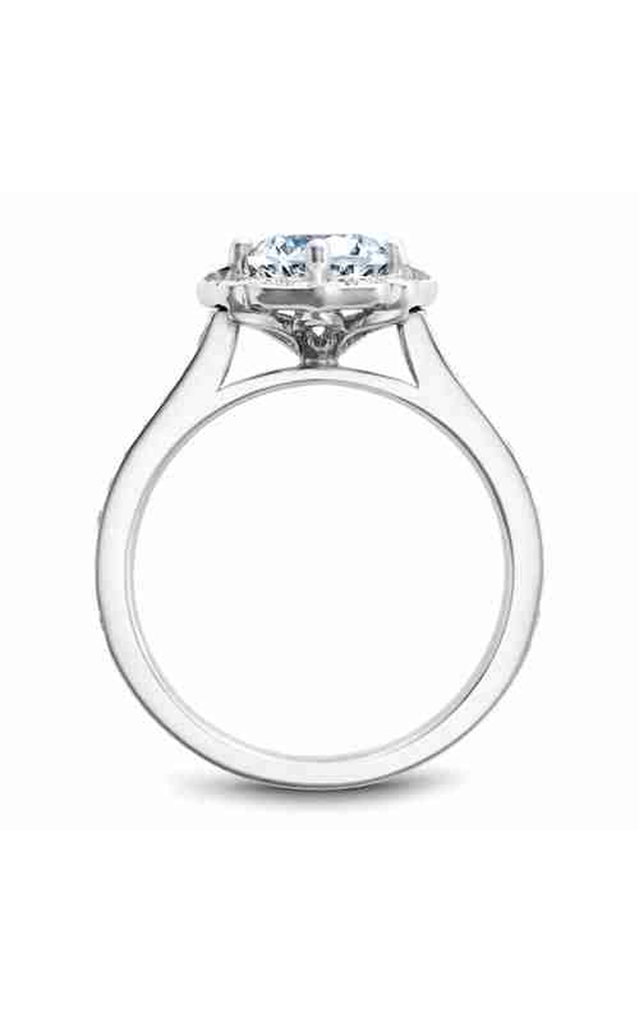 18K White Gold Floral Halo Round Engagement Ring