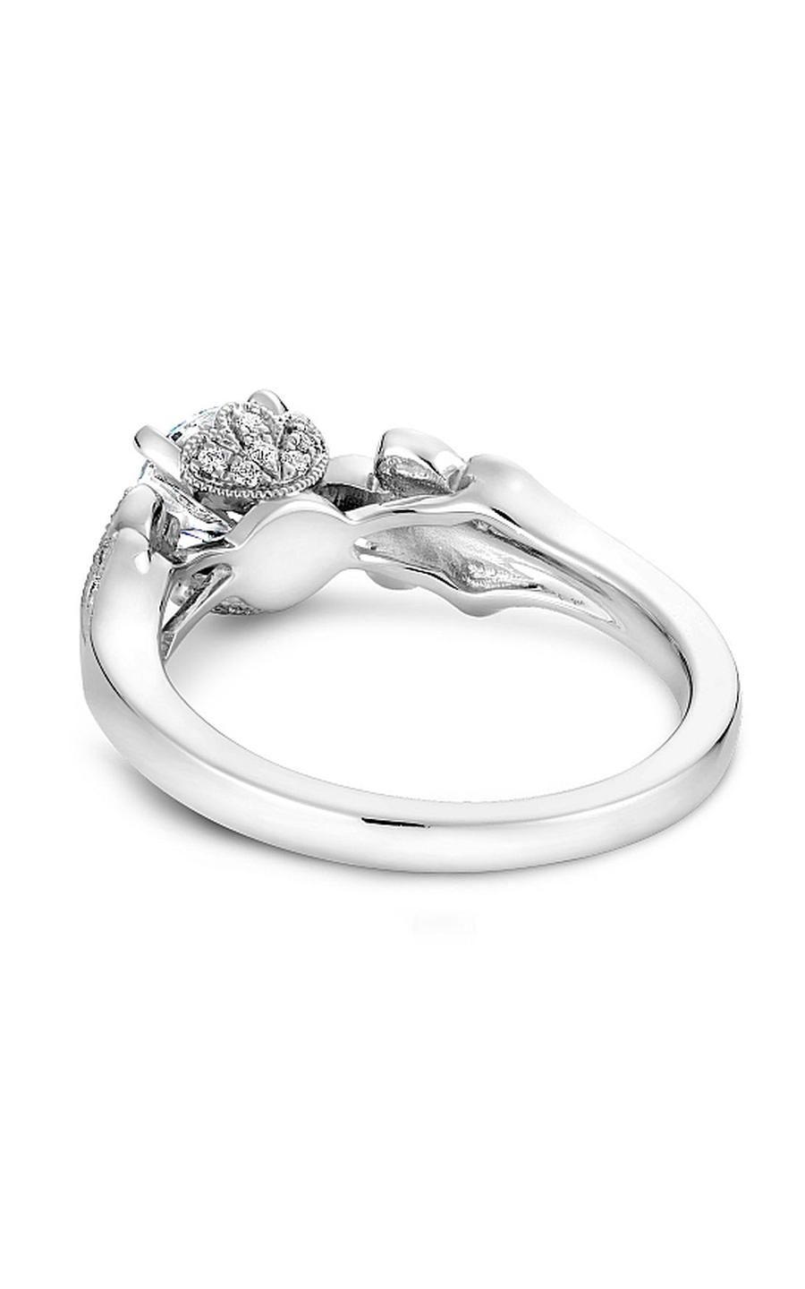 Platinum Floral Sidestone Round Engagement Ring