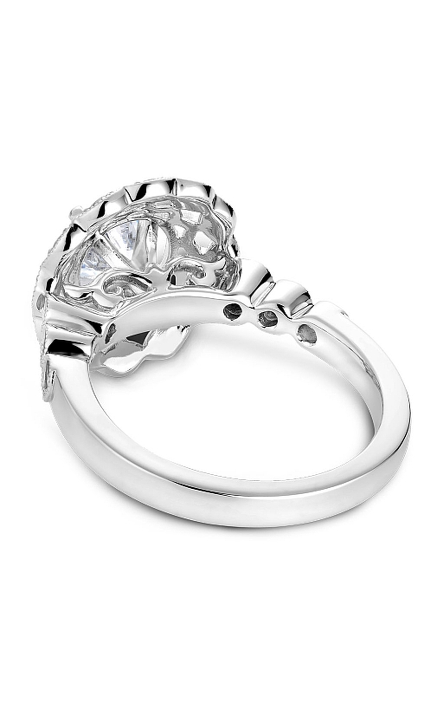 Platinum Floral Halo Round Engagement Ring