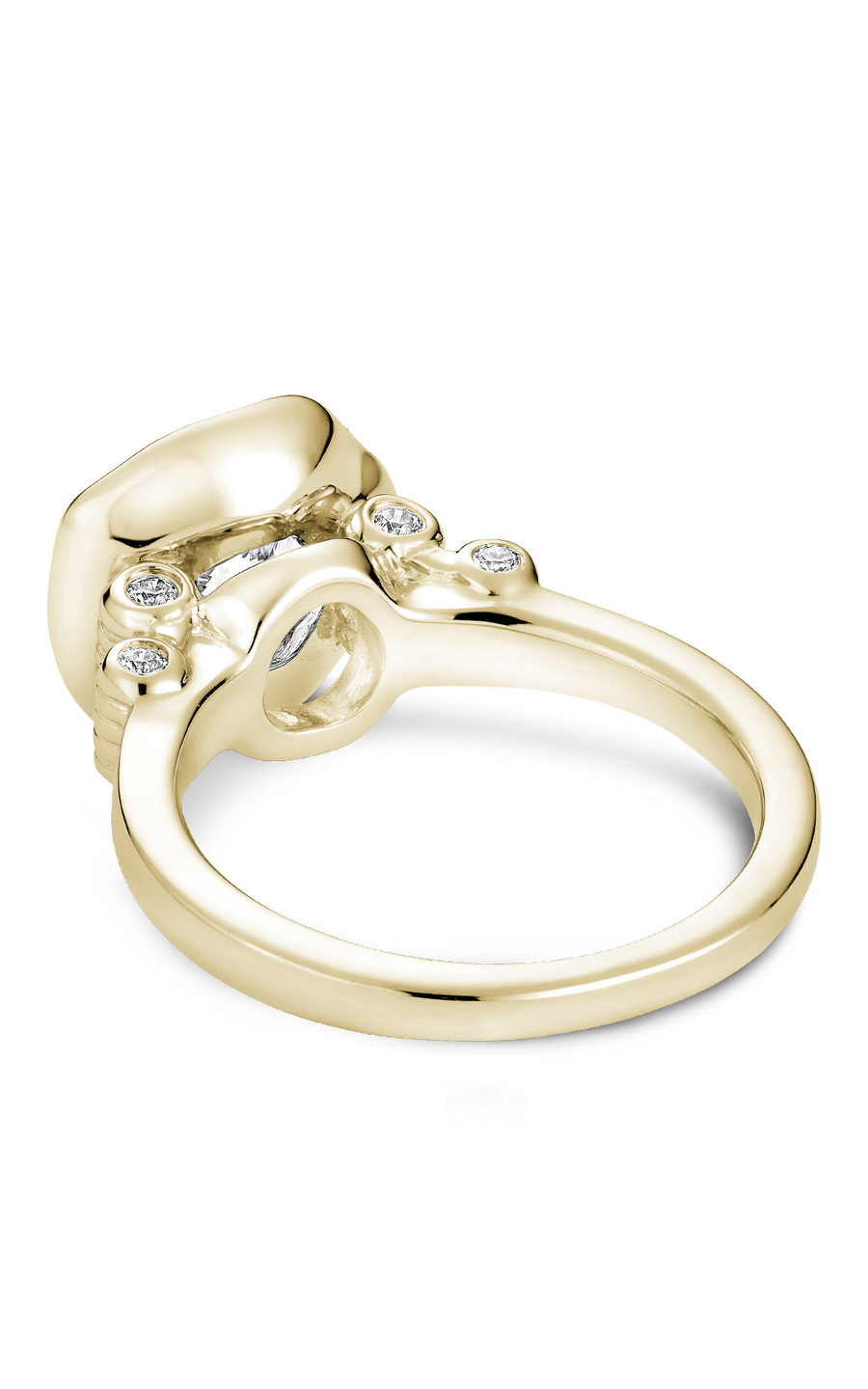 18K Yellow Gold Floral Halo Round Engagement Ring