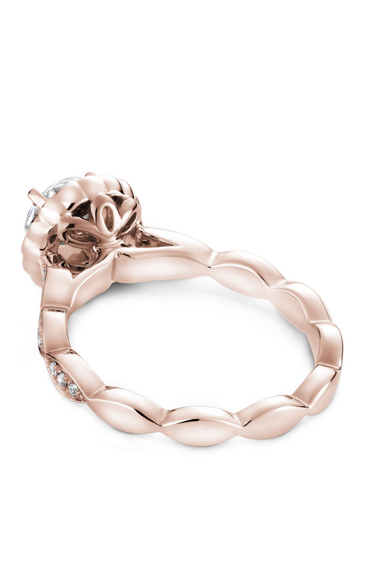 14K Rose Gold Floral Halo Round Engagement Ring