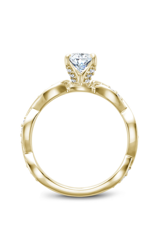 18K Yellow Gold Floral Sidestone Oval Engagement Ring