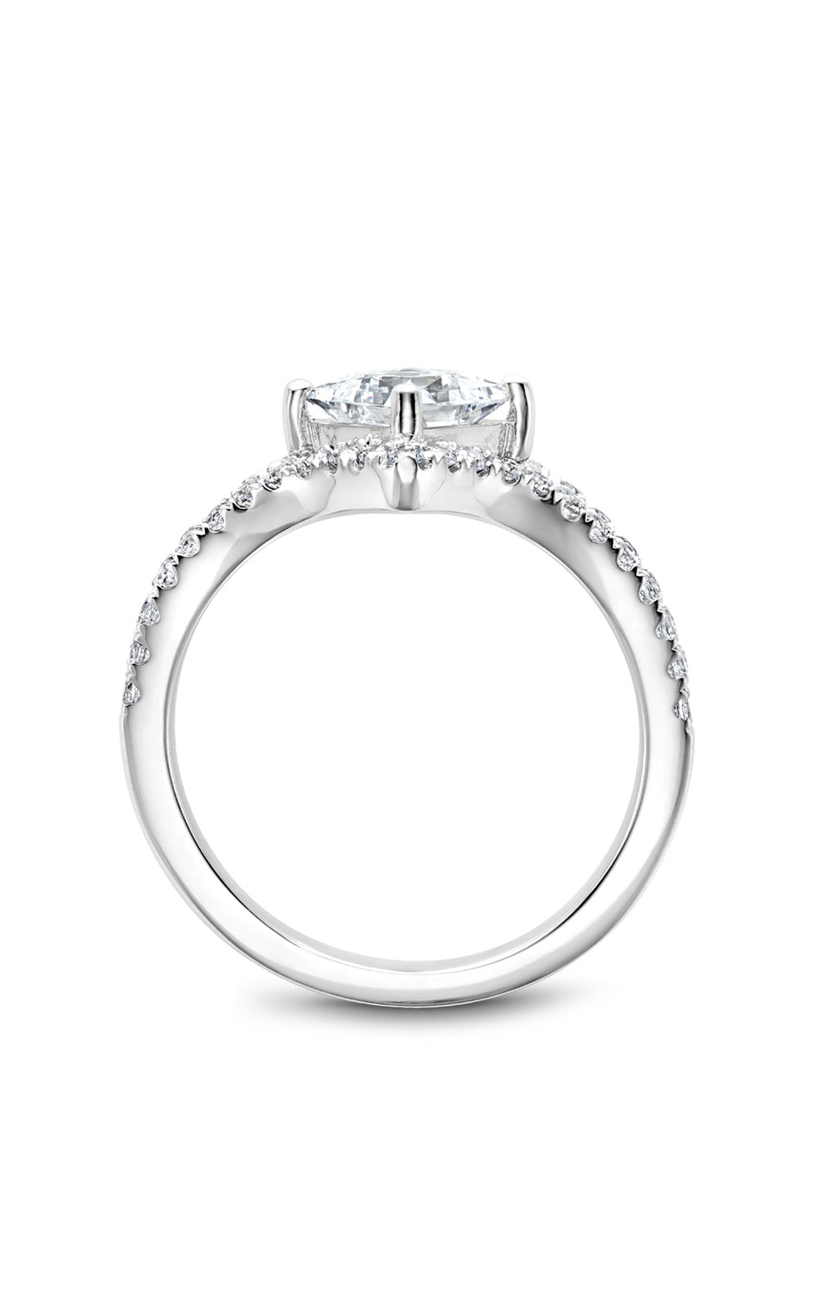 14K White Gold Modern Sidestone Princess Engagement Ring