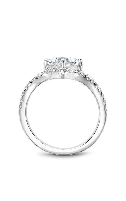 14K White Gold Modern Sidestone Princess Engagement Ring