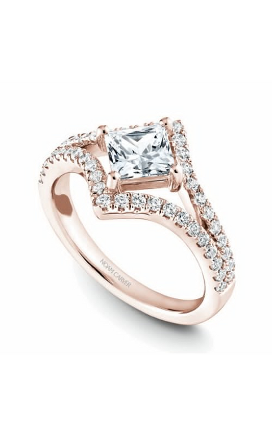 14K Rose Gold Modern Sidestone Princess Engagement Ring