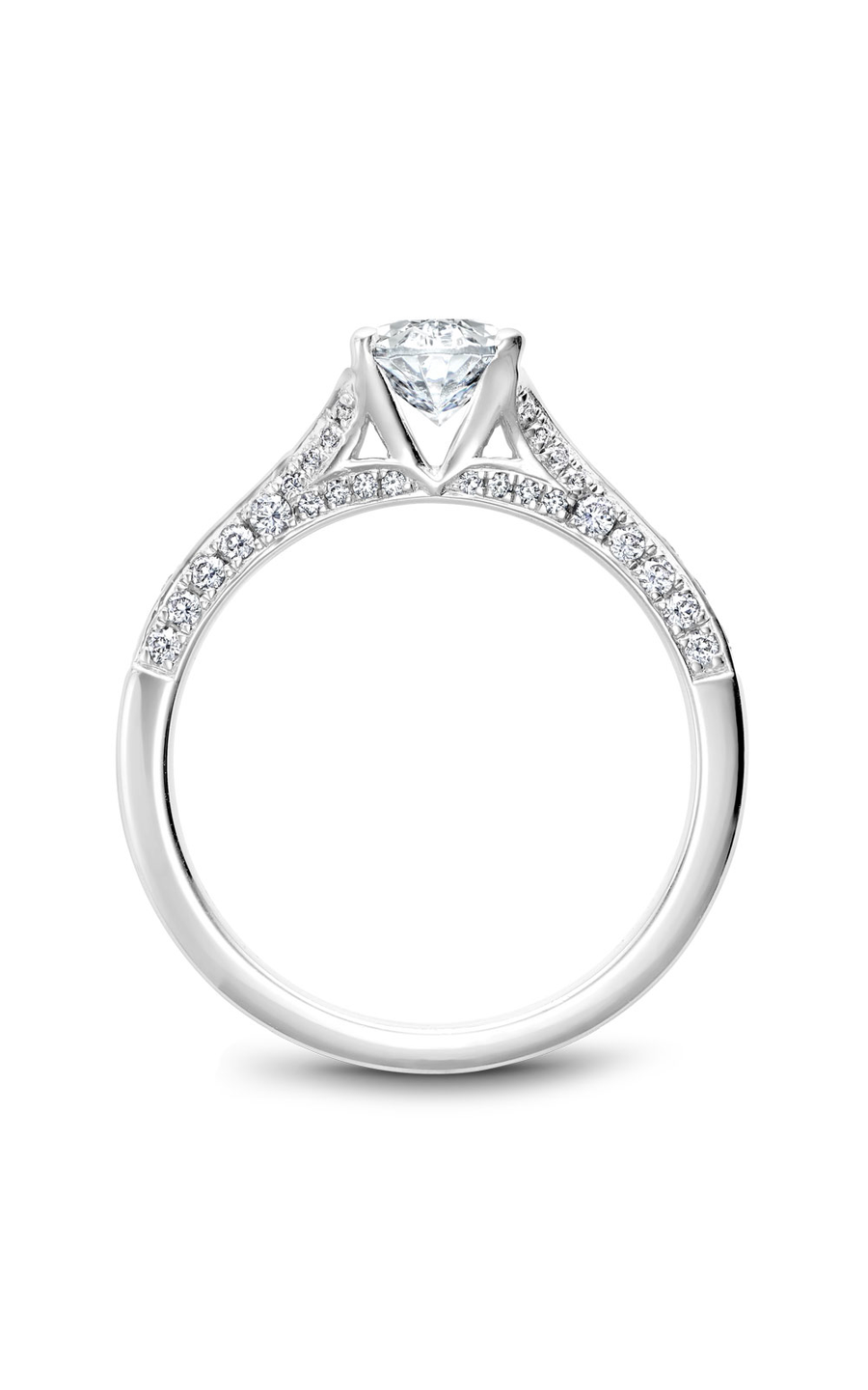 18K White Gold Modern Sidestone Oval Engagement Ring