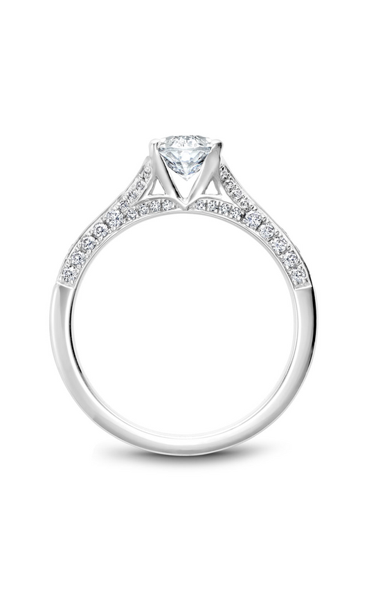 18K White Gold Modern Sidestone Oval Engagement Ring
