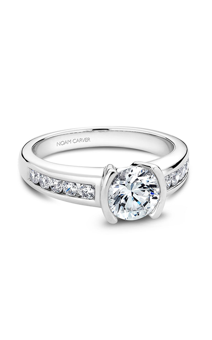 Platinum Modern Sidestone Round Engagement Ring
