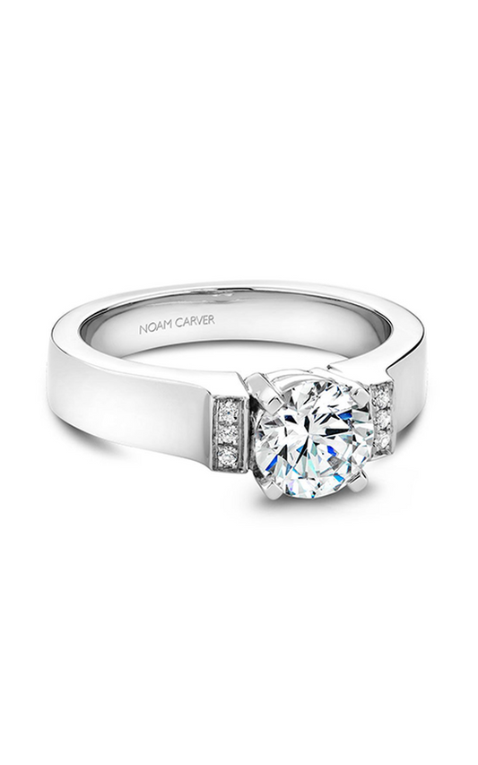 Platinum Modern Sidestone Round Engagement Ring