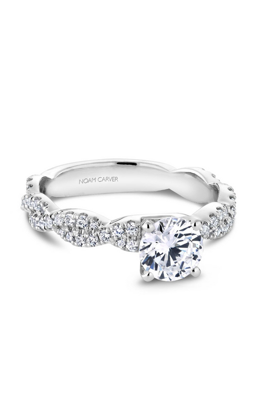 Platinum Modern Sidestone Round Engagement Ring