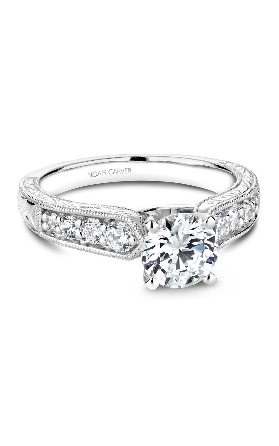 Platinum Modern Sidestone Round Engagement Ring