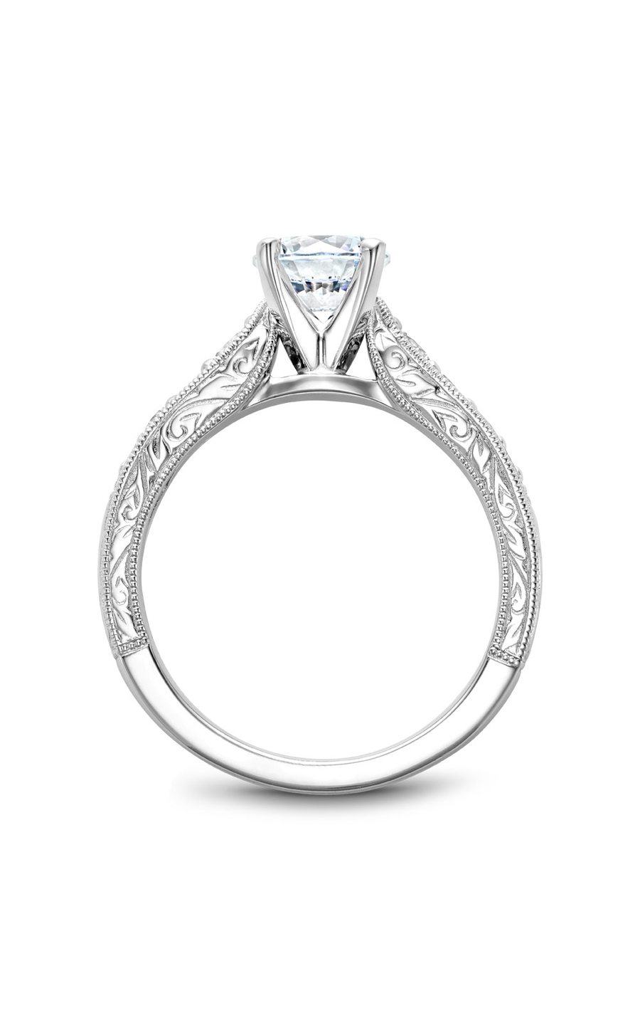Platinum Modern Sidestone Round Engagement Ring