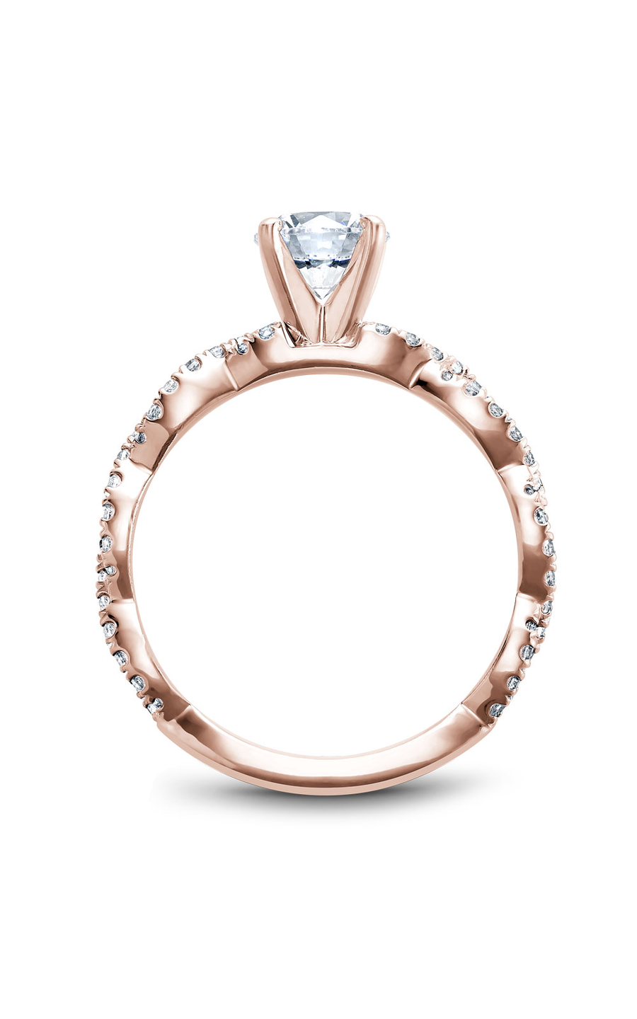 18K Rose Gold Modern Sidestone Round Engagement Ring