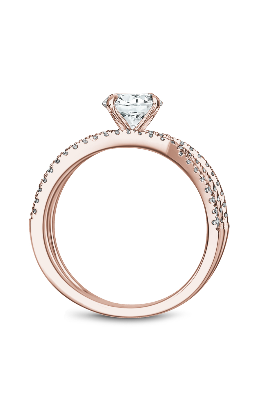 14K Rose Gold Modern Sidestone Round Engagement Ring