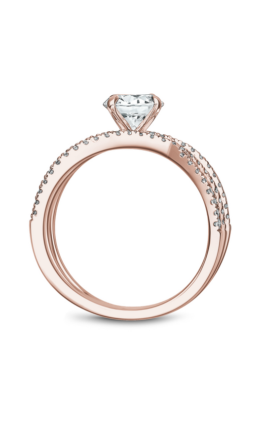 14K Rose Gold Modern Sidestone Round Engagement Ring