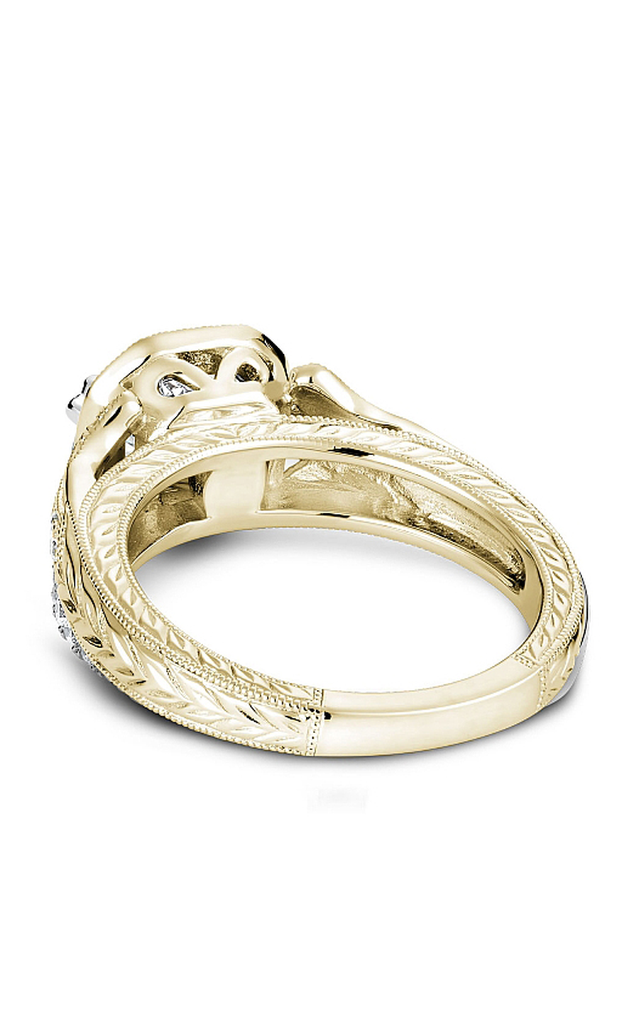 14K Yellow Gold Vintage Halo Round Engagement Ring
