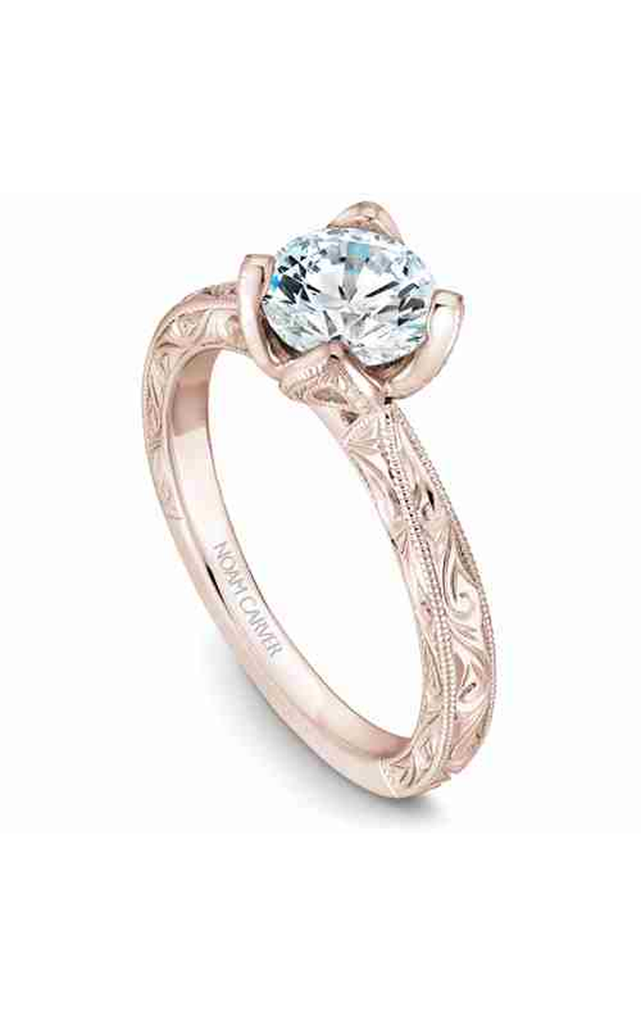 14K Rose Gold Vintage Solitaire Round Engagement Ring
