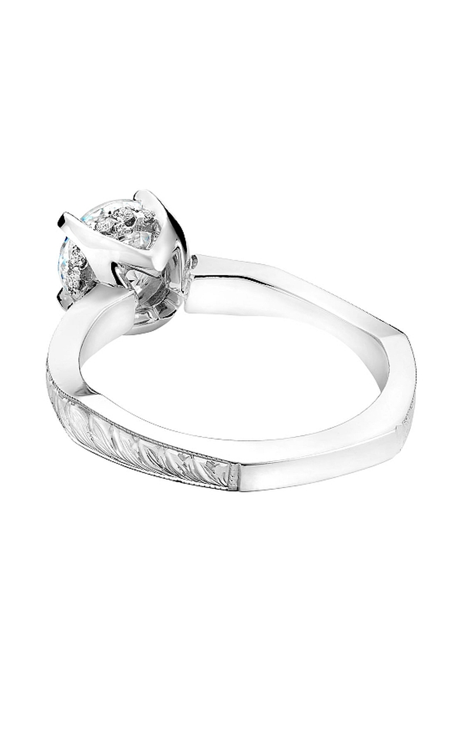 18K White Gold Vintage Sidestone Round Engagement Ring
