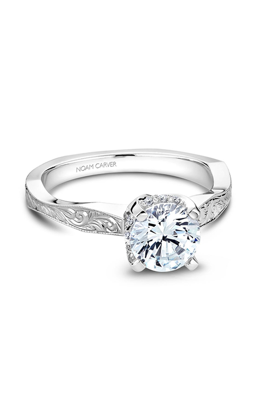 Platinum Vintage Sidestone Round Engagement Ring