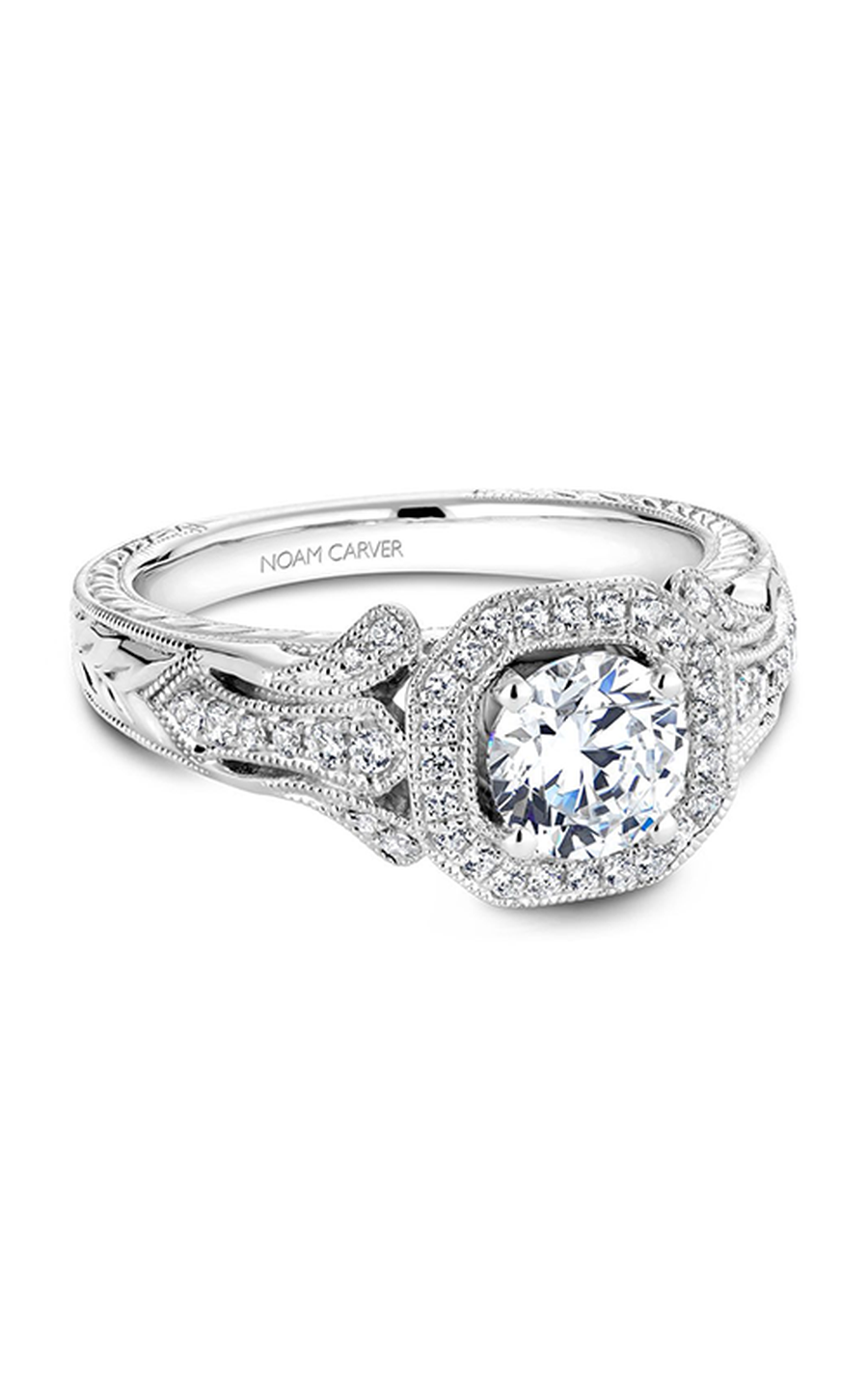 Platinum Vintage Halo Round Engagement Ring