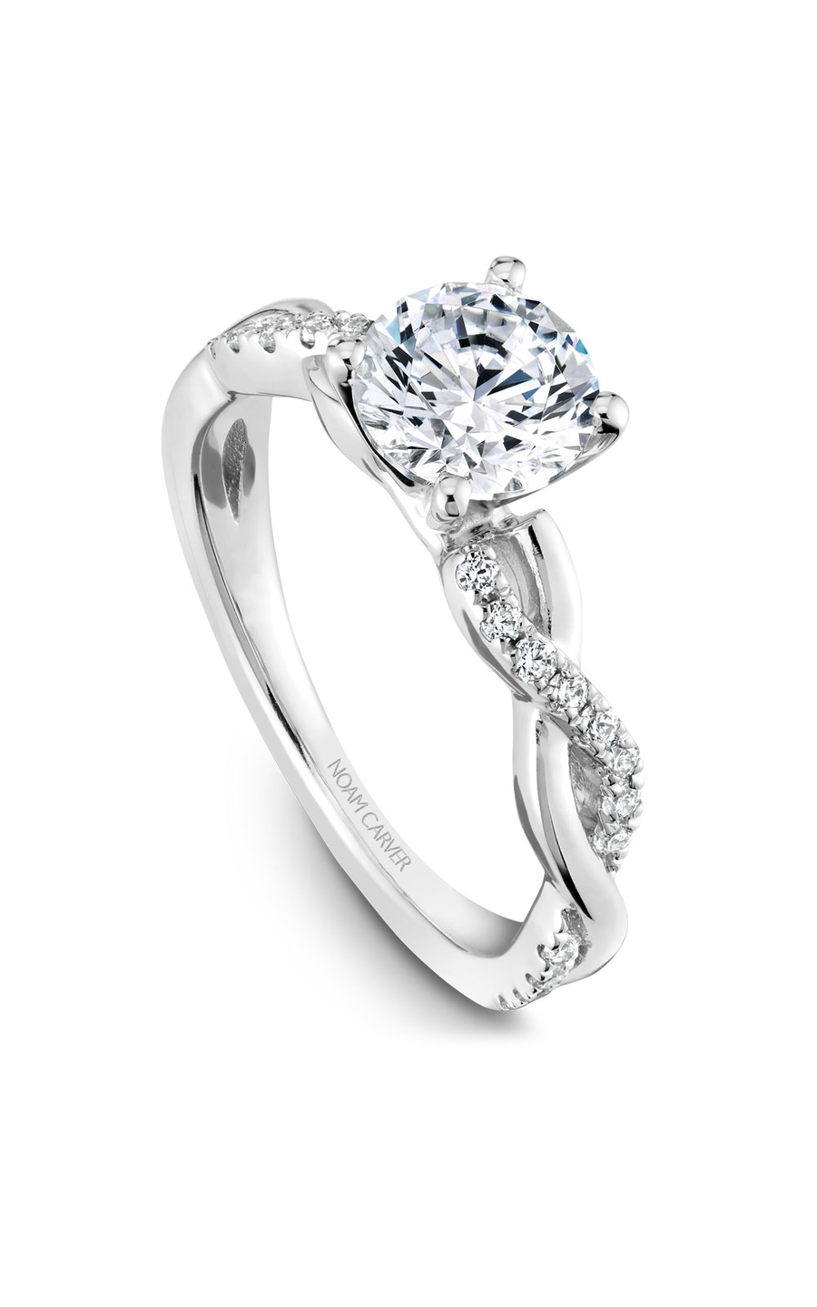 Platinum Vintage Sidestone Round Engagement Ring