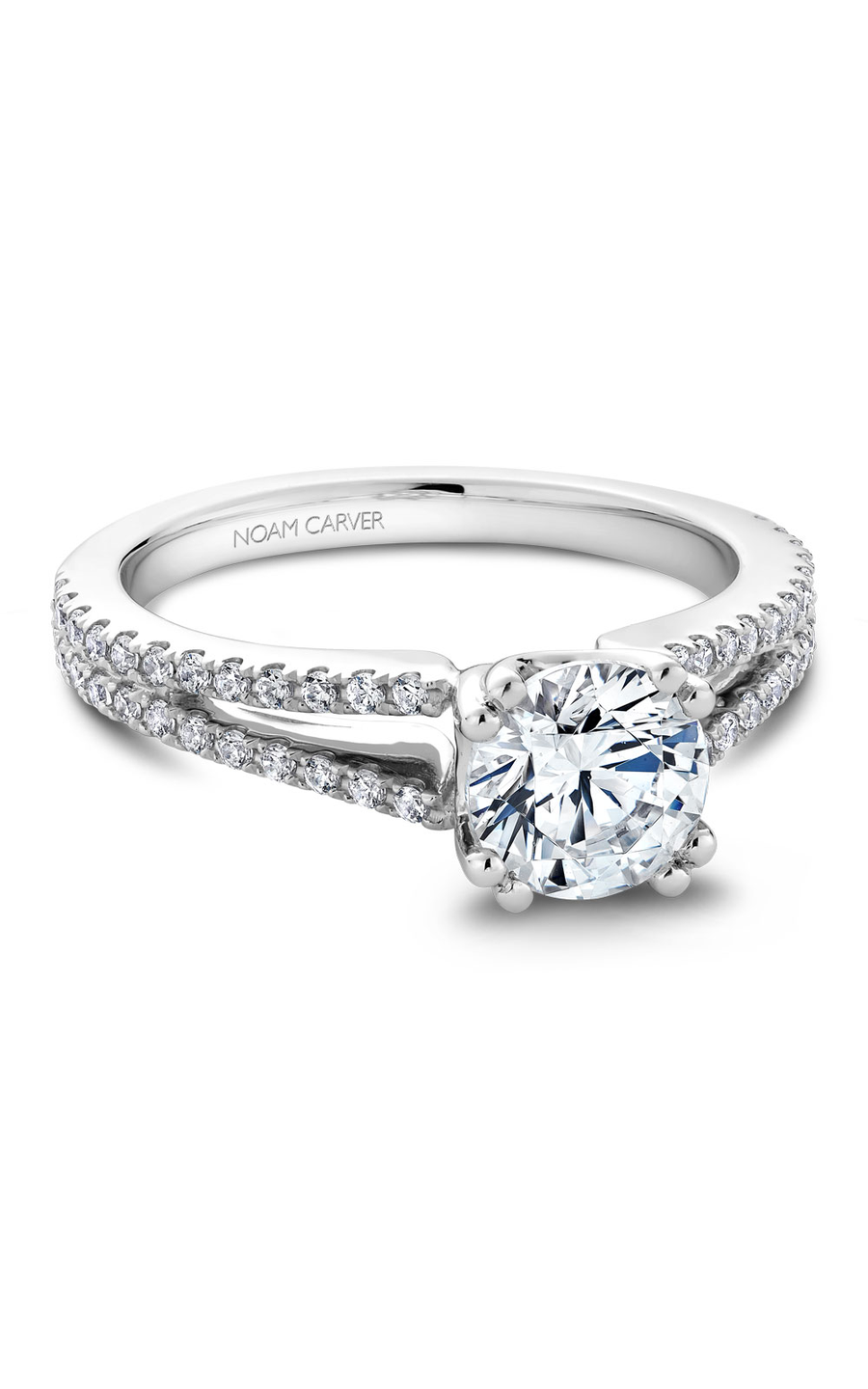 Platinum Vintage Sidestone Round Engagement Ring