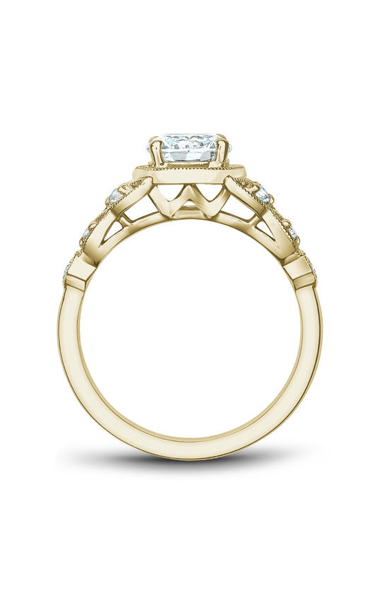 14K Yellow Gold Vintage Sidestone Round Engagement Ring