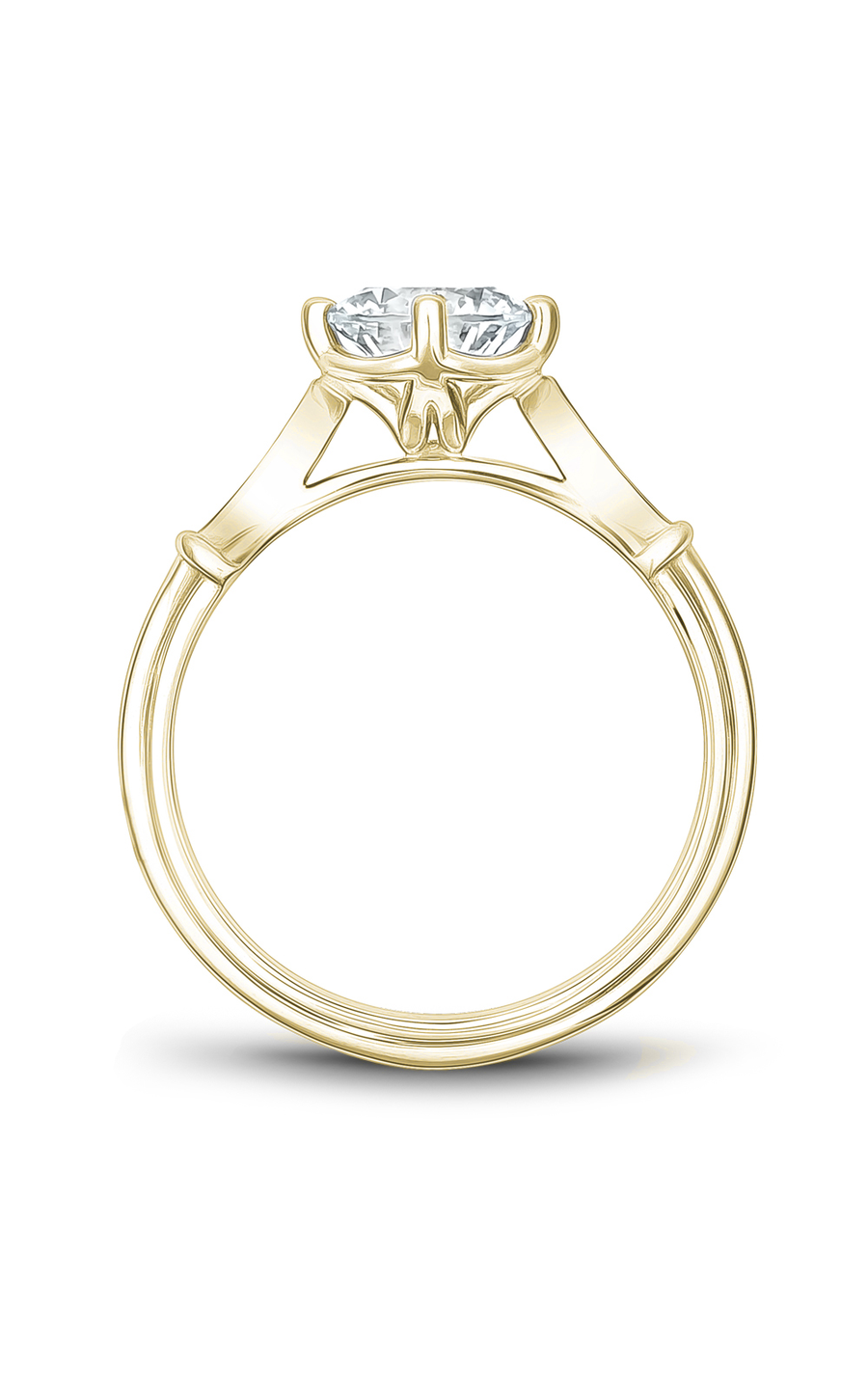 14K Yellow Gold Vintage Sidestone Round Engagement Ring