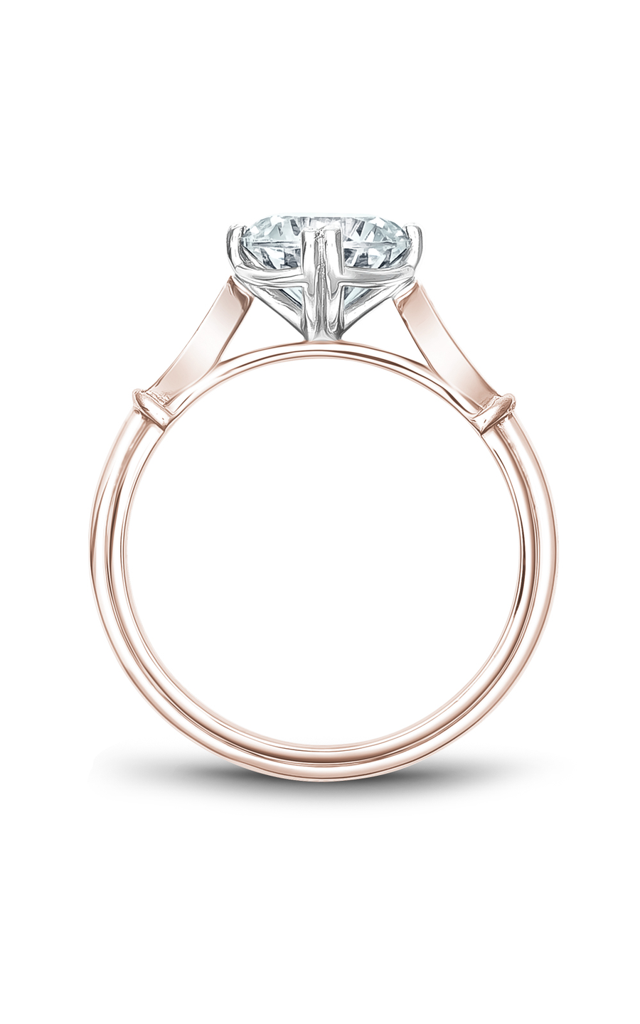 18K Rose Gold and 18K White Gold Vintage Sidestone Round Engagement Ring