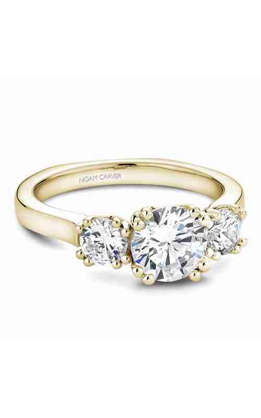 14K Yellow Gold 3 Stone Three Stone Round Engagement Ring
