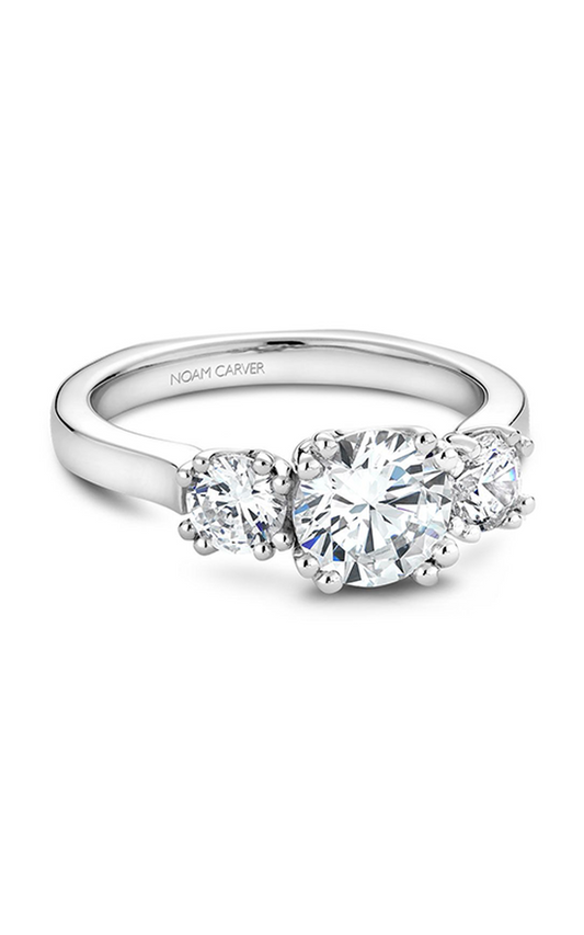 18K White Gold 3 Stone Three Stone Round Engagement Ring
