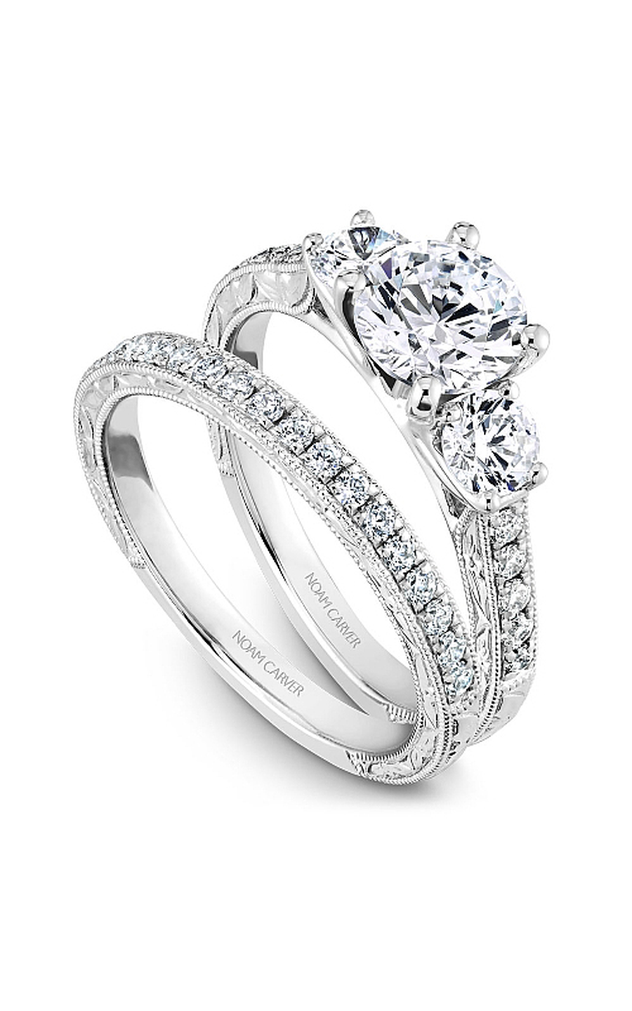 Platinum 3 Stone Three Stone Round Engagement Ring