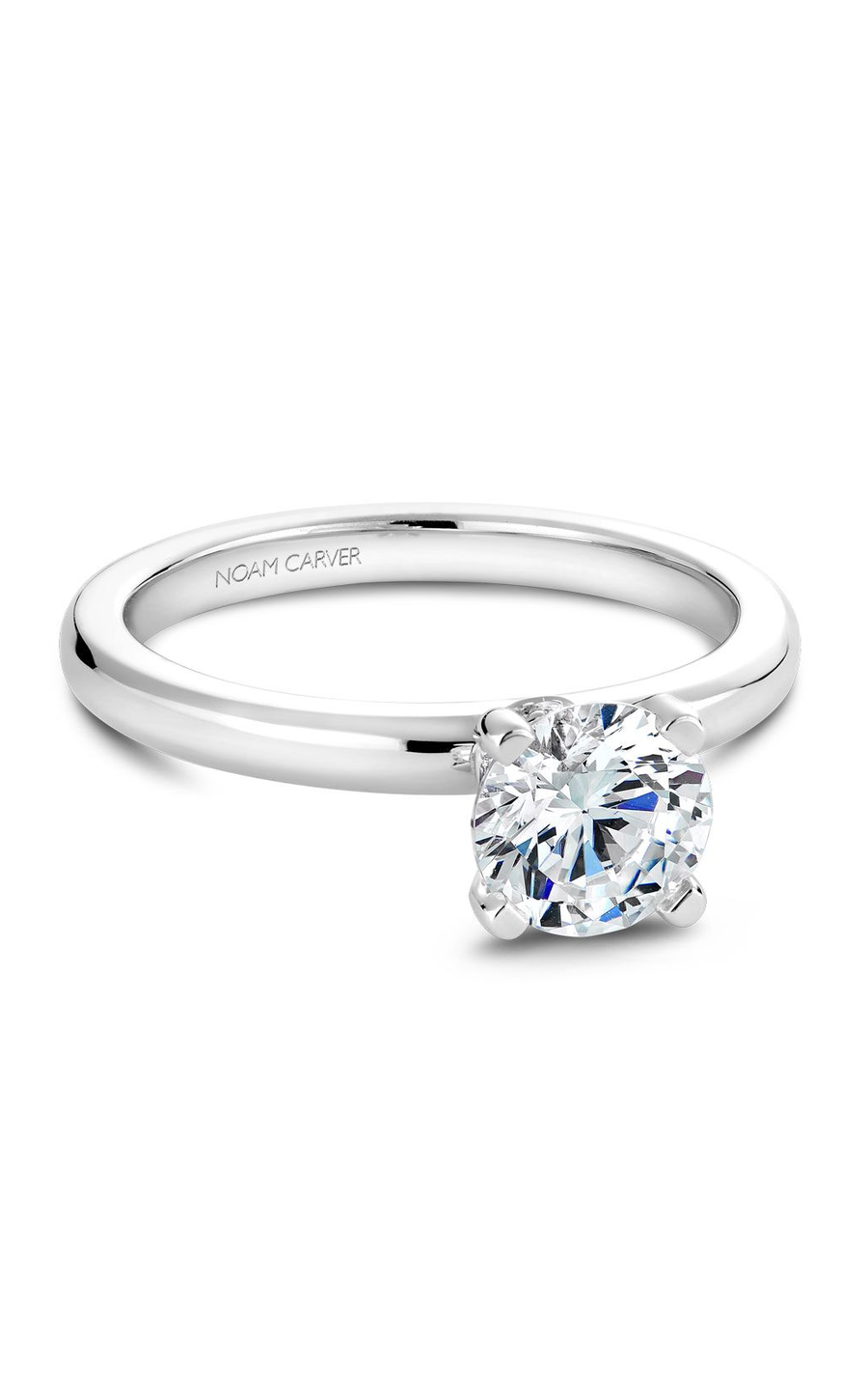 14K White Gold Solitaire Round Engagement Ring