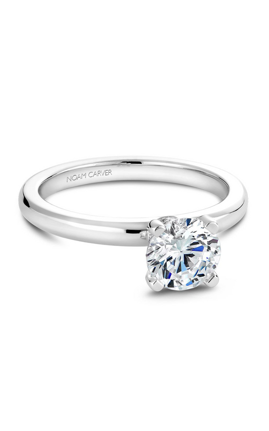 14K White Gold Solitaire Round Engagement Ring