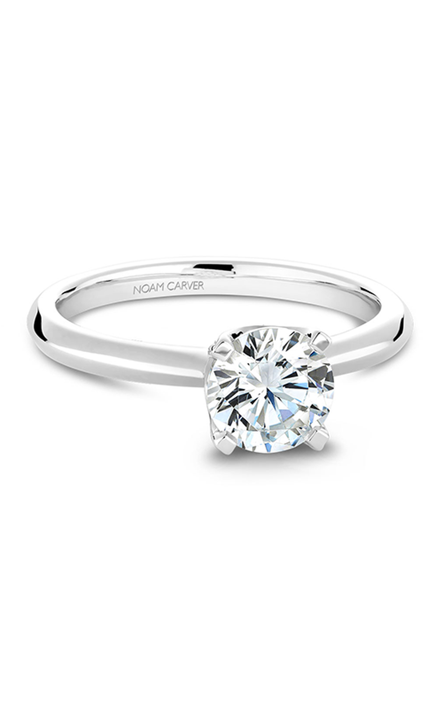 14K White Gold Solitaire Round Engagement Ring