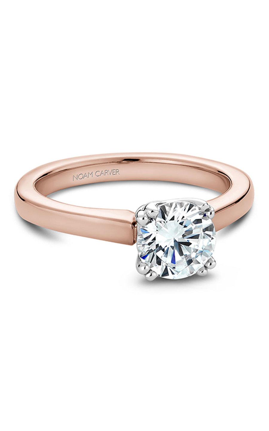 14K Rose Gold and 14K White Gold Solitaire Round Engagement Ring