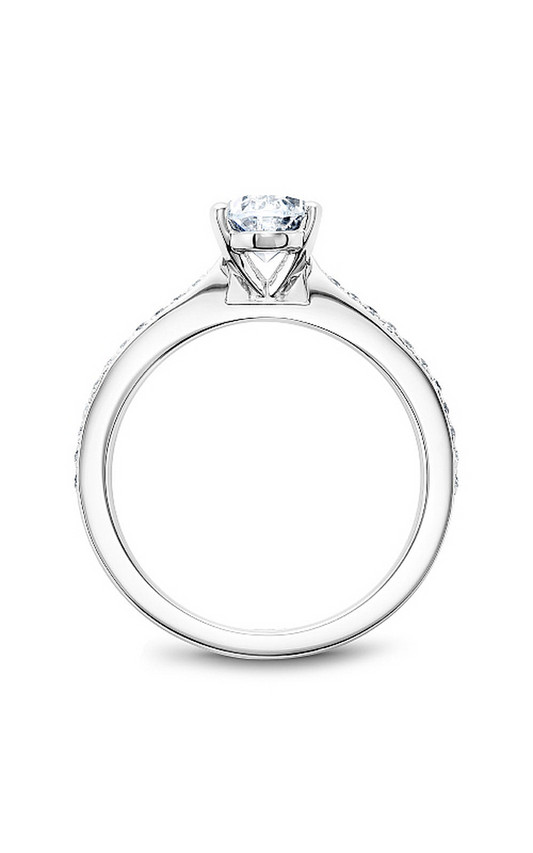 14K White Gold Solitaire Sidestone Oval Engagement Ring