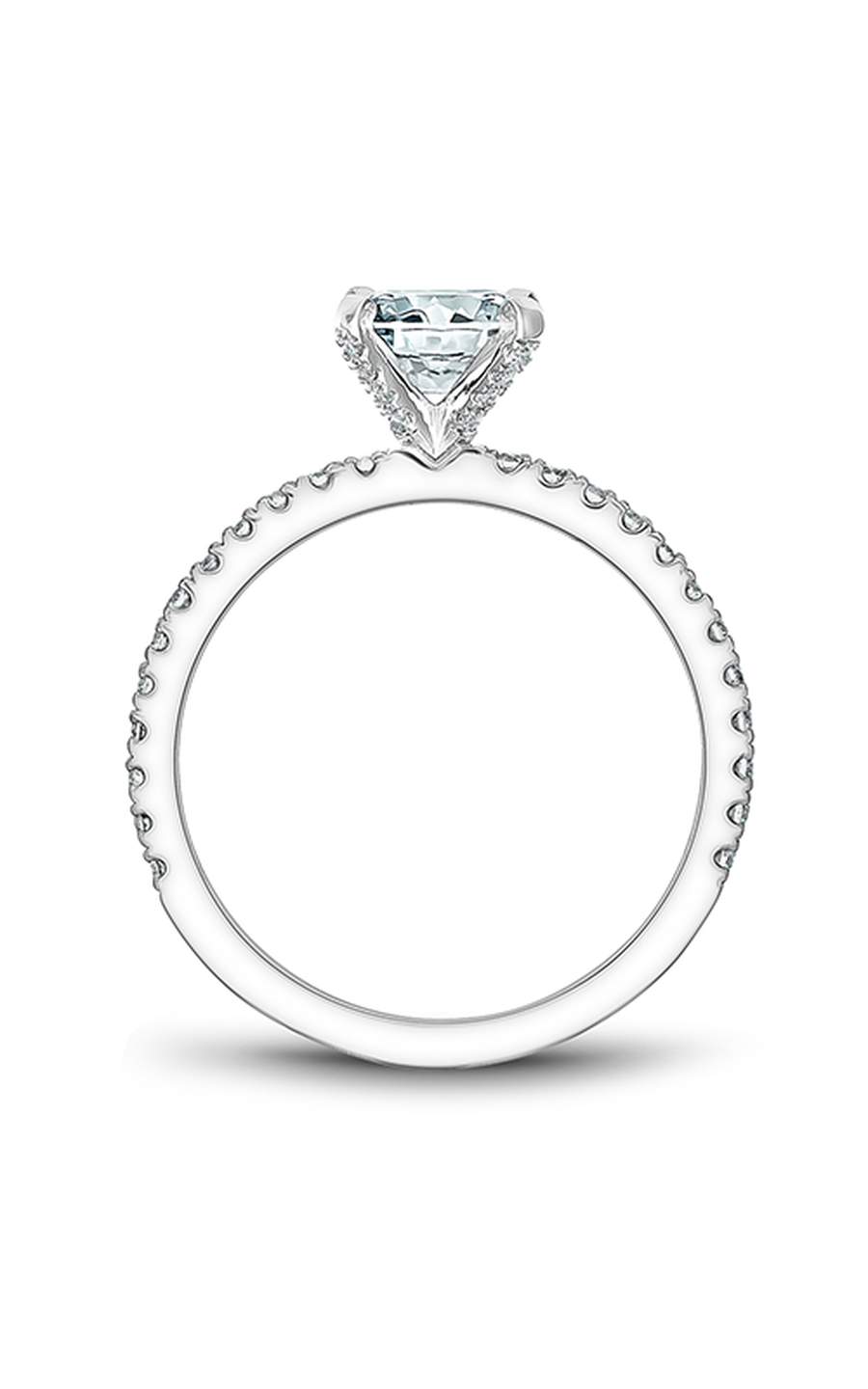 Platinum Solitaire Sidestone Round Engagement Ring