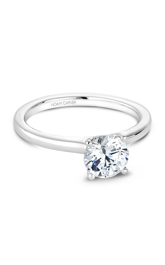 14K White Gold Solitaire Round Engagement Ring