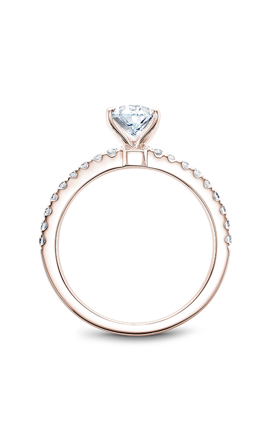 14K Rose Gold Solitaire Sidestone Round Engagement Ring