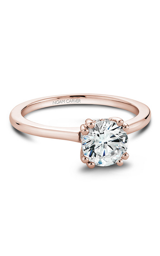 14K Rose Gold and 14K White Gold Solitaire Round Engagement Ring