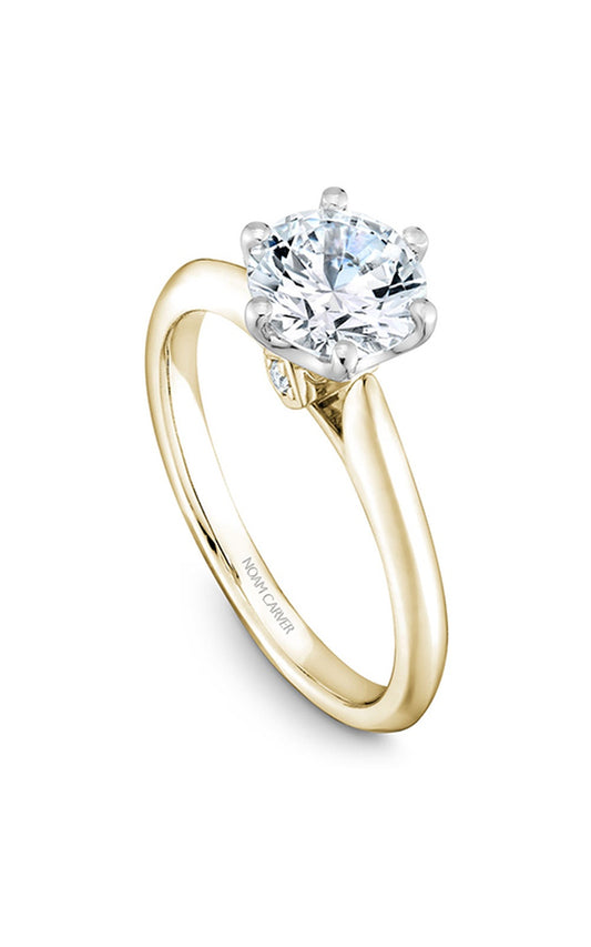 14K White Gold and 14K Yellow Gold Solitaire Round Engagement Ring